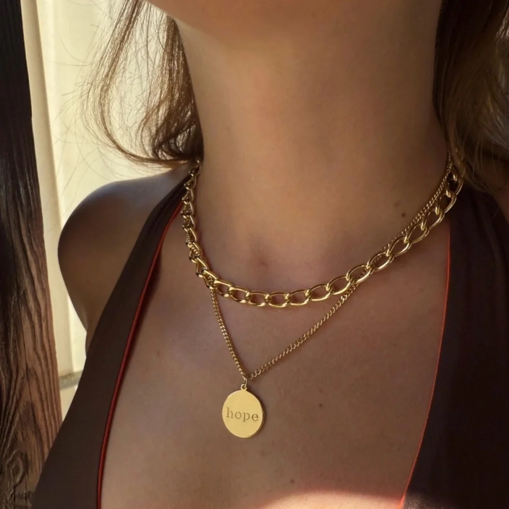 RESTOCK 🔥 Double Chain HOPE Pendant Necklace |14K Gold Plated Waterproof Jewelry